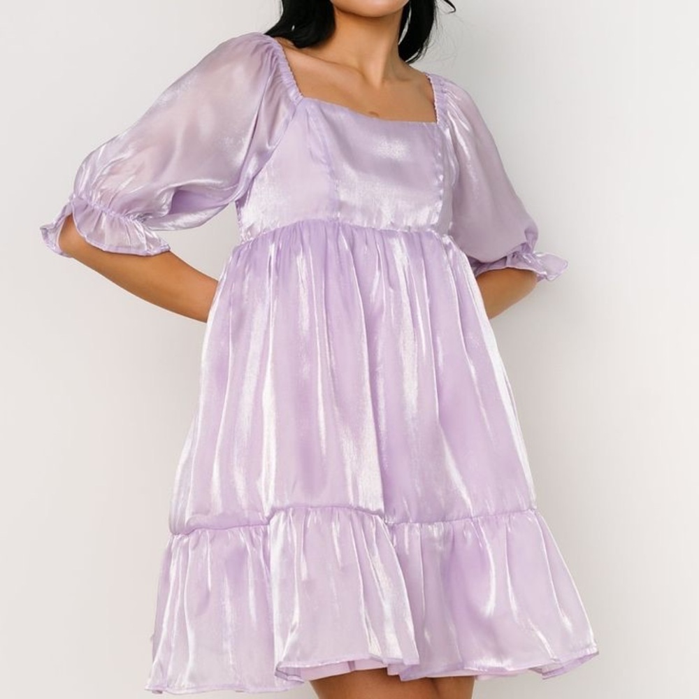 Baltic Born Medea Babydoll Chiffon Mini Dress In Lilac‎ Purple